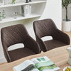 2 Pcs Brown GreyDining Chairs Faux Leather Diamond Cushion Seat With Hole