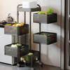 Rotating Veg Fruits Trolley Basket Rack Metal Kitchen Bathroom Storage Shelf UK