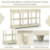 3-Tier Console Table Wooden Sofa Side Table W/ Storage Shelves-White