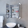 LED Illuminated Bathroom Mirror Cabinet with Sensor Lights Wall Mounted 600x700