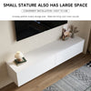 Wooden Floating TV Stand Cabinet w/2 Storage Grid Media Living Room Cupboard