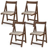 Foldable Dining Chair Set of 4 Accent Armless Kitchen Chair-Walnut