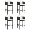 5 Piece Garden Bar Set with Cushions Black Poly Rattan