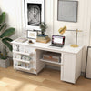 Multipurpose Sewing Machine Desk with Storage Shelves-White