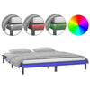 LED Bed Frame Grey 135x190 cm Double Solid Wood