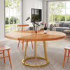 Round Dining Table for 4, 47-Inch Kitchen Dinner Table with Circle Metal Base