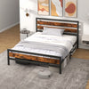 King Size Bed Frame Industrial Metal Platform Bed with Headboard and Footboard