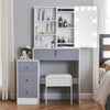 Modern Dressing Table Vanity Set with LED Mirror Cabinet Stool 4 Drawers Gift UK