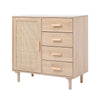 Rattan Buffet Cabinet Storage Sideboard Bar Accent Cabinet 1 Door and 4 Drawers