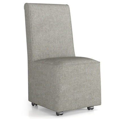 Modern Armless Accent Chair Upholstered Linen Fabric Chair w/Resistance Casters