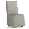 Modern Armless Accent Chair Upholstered Linen Fabric Chair w/Resistance Casters