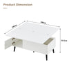2-in-1 Coffee Table With Lift Up Top and 2 Large Storage Cabinet White Wooden