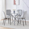 Modern 5Pcs Round Dining Table and Chairs Set 4 for Dining Room Space Saving