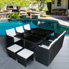 10 Seater Rattan Cube Garden Furniture Set Dining Table Chairs Stools Patio