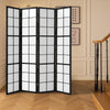 Tokyo Japanese Folding Room Divider Privacy Screen Wooden Black Frame 4 Panels