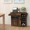 Drop Leaf Kitchen Island Cart Storage Cart on Wheels-Black-Coffee