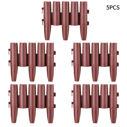 5 10 15 Brown Plastic Picket Fencing Wood Effect Lawn Border Edge Garden Edging