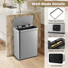 53L Automatic Trash Can Motion Sensor Garbage Can Stainless Steel Sliver