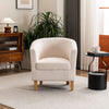 Tub Chair Boucle Fabric Cream Wooden Legs Armchair Living Room Modern Office