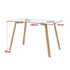 Clear Tempered Glass Rectangle Table Dining Stand with Wood Effect Metal Legs UK