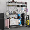 Garage Sports Equipment Organizer Golf Bag Ball Metal Storage Rack on Wheels