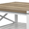 Square Farmhouse Coffee Table with Storage, Grey Wash Wood for Living Room