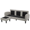 L Shape Corner Sofa Linen 3 Seater Sectional Sofa Couch with Chaise Lounge Grey