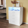 Bedroom White Chest of 4 Drawers High Gloss Bedside Cabinet with RGB LED Lights