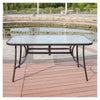 Large 120CM Glass Top Garden Dining Table Parasol Hole Bistro Outdoor Furniture