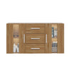 Modern Oak Sideboard TV Unit Buffet Cabinet Cupboard 3 Drawers 2 Doors with LED