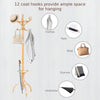 360° Rotating Top Tier Coat Rack Birch Coat Stand Coat Hanger w/12 Hooks Oak