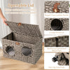Foldable Cat Bed Large Rattan Kitten Condo House w/ Soft Cushion