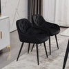 2X Dining Chairs Black velvet Tufted Seat Metal Leg Dining Room Kitchen Chair