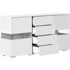 Sideboard Display Cabinet with Drawers Modern LED TV Stand Unit High Gloss White
