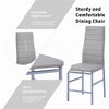 2x Grey Faux Leather Dining Chairs & Round Marble Glass Dining Table Silver Legs