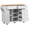 Rolling Kitchen Island Storage Trolley with Wood Effect Top & 5 Drawers White