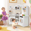 Kids Corner Wooden Play Kitchen with Coffee Machine & Slide-White