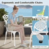 Outdoor Furniture Table and Chairs Set with Umbrella Holes-White