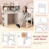 Student Writing Desk with 3-Layer Side Shelf & Storage Cabinet-White