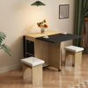 Dining Table Set Folding Retractable Space Saving Chairs Kitchen White Oak Black
