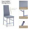 4x Grey Faux Leather Dining Chairs&Black Tempered Glass Dining Table Dining Set