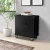 Steel Storage Cabinet 2Door 3 Layer Lockable Filing Cabinet Office Home w/Wheels