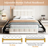 Double Bed Upholstered Storage Bed Frame With LED Light, 4 Drawers and Headboard