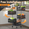 6 Tier Kitchen Rotating Storage Trolley Cart Utility Vegetable Mobile Shelf Ixpc