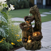 Garden Fountain Water Feature LED Lights Indoor Outdoor Polyresin Statues Decor