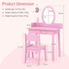 Kids Makeup Beauty Dressing Table w/ Chair & 2-Color LED Lighting-Pink