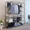 Fabric Canvas Wardrobe Clothes Storage Cupboard Hanging Rail Shelving Practical