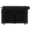 Rolling Kitchen Island Storage Trolley Cart Cabinet w/ Wood Top 2 Drawers Black