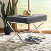 Velveteen Pouffe Chairs X-Shape Legs Footrest Ottoman Vanity Dressing Seat Stool