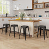 61CM Bar Stools Set of 4 Stackable Counter Height Metal Stools w/ Handing Hole